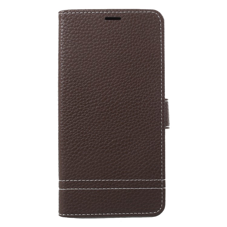 Litchi Texture PU Leather Magnetic Wallet Cover Shell for Huawei Honor 7X - Coffee-1