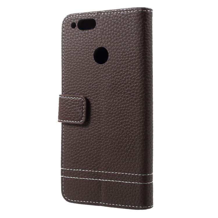 Litchi Texture PU Leather Magnetic Wallet Cover Shell for Huawei Honor 7X - Coffee-2