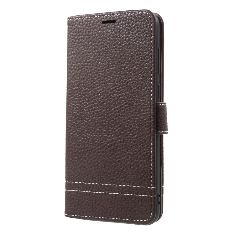 Litchi Texture PU Leather Magnetic Wallet Cover Shell for Huawei Honor 7X - Coffee-3