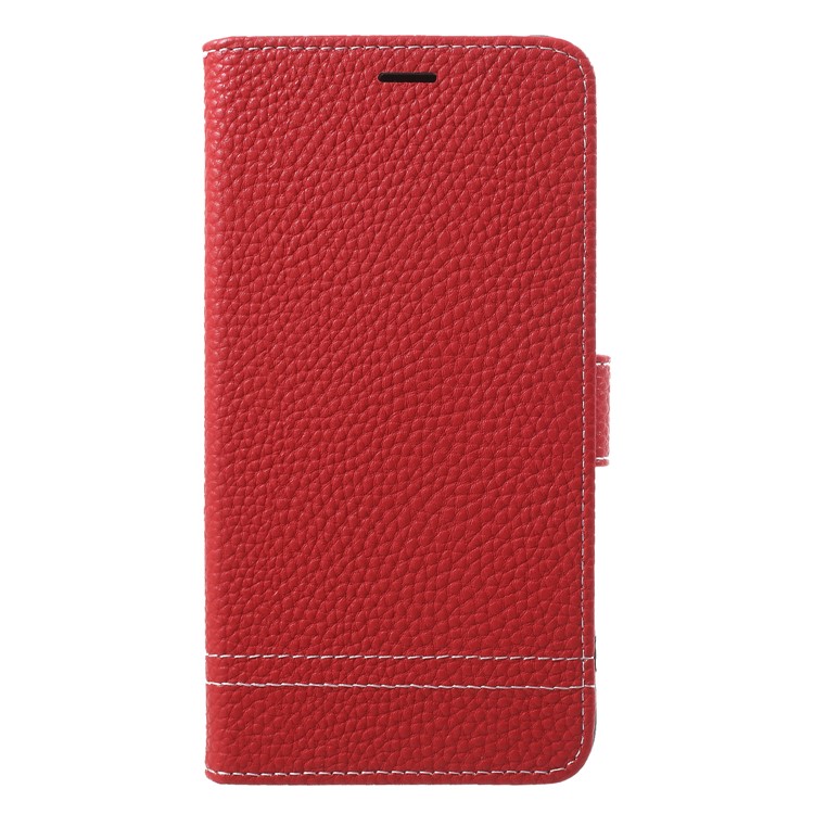 Litchi Skin Wallet Leather Cover with Stand for Huawei Y7 Prime / Enjoy 7 Plus - Red-1