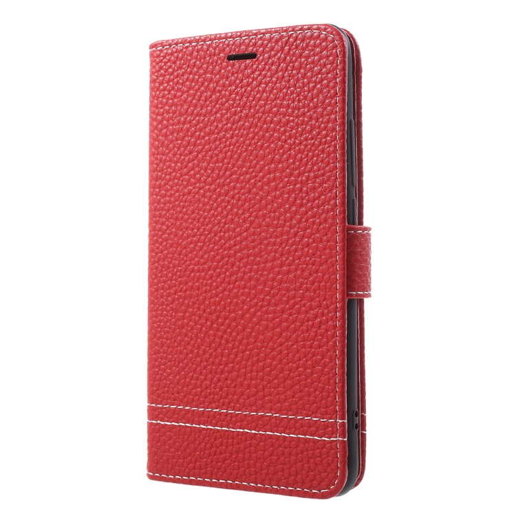 Litchi Skin Wallet Leather Cover with Stand for Huawei Y7 Prime / Enjoy 7 Plus - Red-3