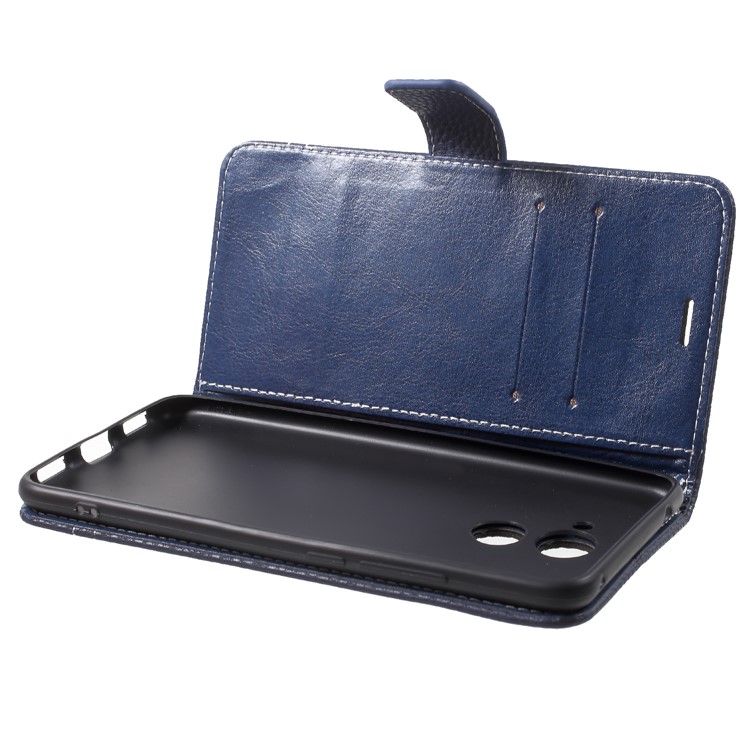 Litchi Skin Stand Wallet Leather Shell for Huawei Y7 Prime / Enjoy 7 Plus - Dark Blue-5