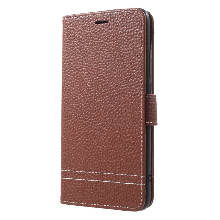 Litchi Skin Wallet Stand Leather Protection Phone Case Accessory for Huawei Y7 Prime / Enjoy 7 Plus - Brown-3