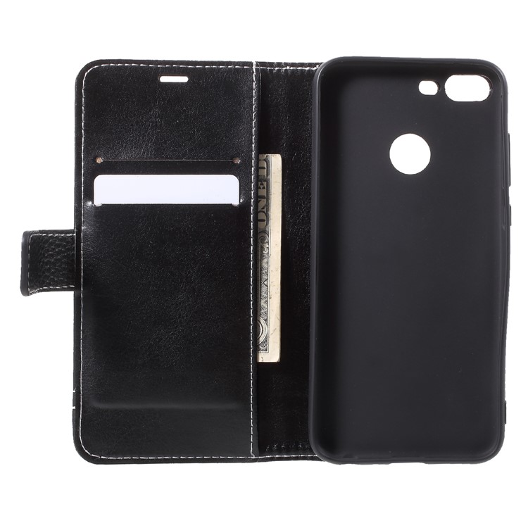 Litchi Texture PU Leather Protection Phone Case for Huawei Honor 9 Lite / Youth Edition - Black-5