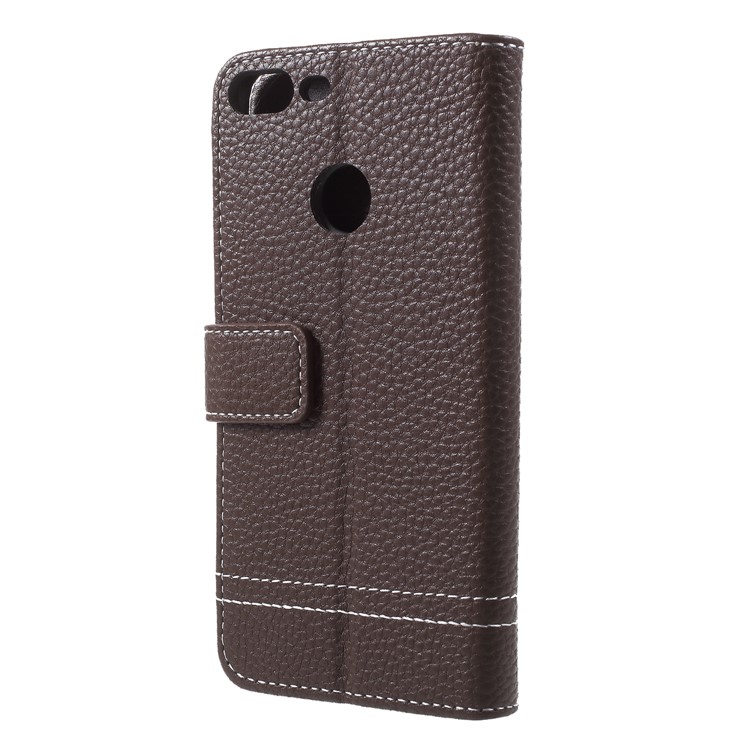 Litchi Texture PU Leather Protection Phone Shell for Huawei Honor 9 Lite / Youth Edition - Coffee-2