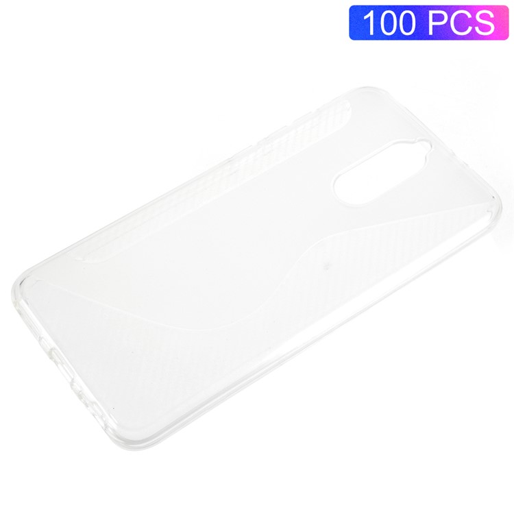 100Pcs/Set Carbon Fiber Brushed S Shape TPU Mobile Phone Back Cover for Huawei Mate 10 Lite / nova 2i / Maimang 6 / Honor 9i (India) - Transparent-1