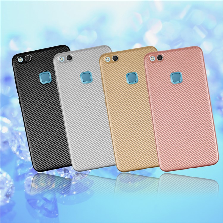 Carbon Fiber Grain Soft TPU Cellphone Cover for Huawei P10 Lite - Black-4