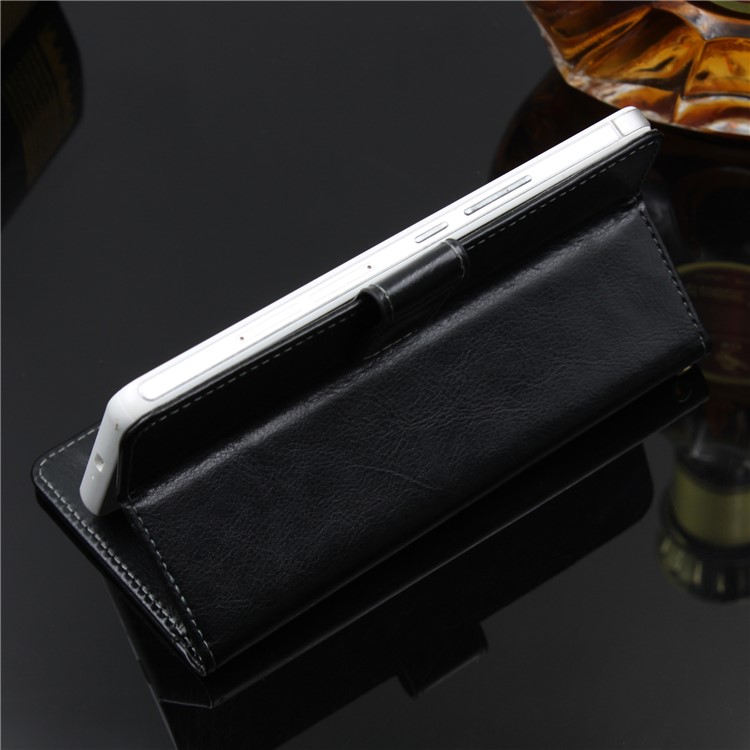 BOGVED Crazy Horse Stand Wallet Leather Cell Phone Cover for Huawei P20 Lite / Nova 3e - Black-2