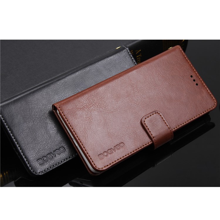 BOGVED Crazy Horse PU Leather Wallet Stand Phone Case for Huawei P20 Lite / Nova 3e - Brown-2