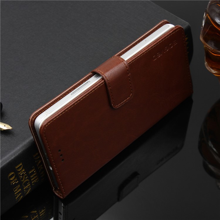 BOGVED Crazy Horse PU Leather Wallet Stand Phone Case for Huawei P20 Lite / Nova 3e - Brown-3
