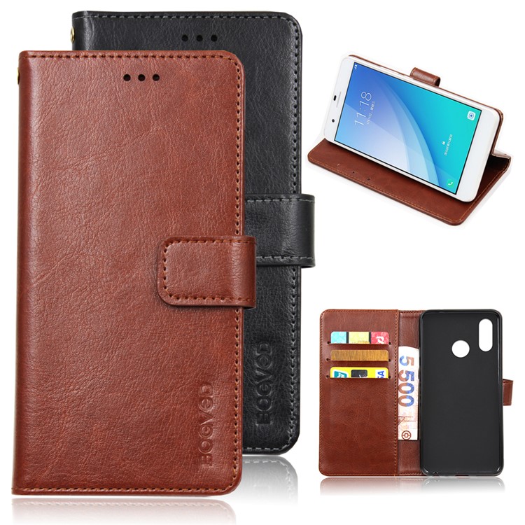 BOGVED Crazy Horse PU Leather Wallet Stand Phone Case for Huawei P20 Lite / Nova 3e - Brown-6