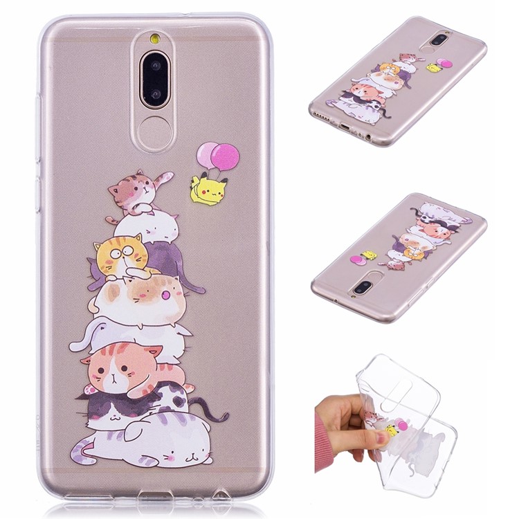 Embossment Patterned Soft TPU Case for Huawei Mate 10 Lite / Maimang 6 / nova 2i / Honor 9i (India) - Cats-1
