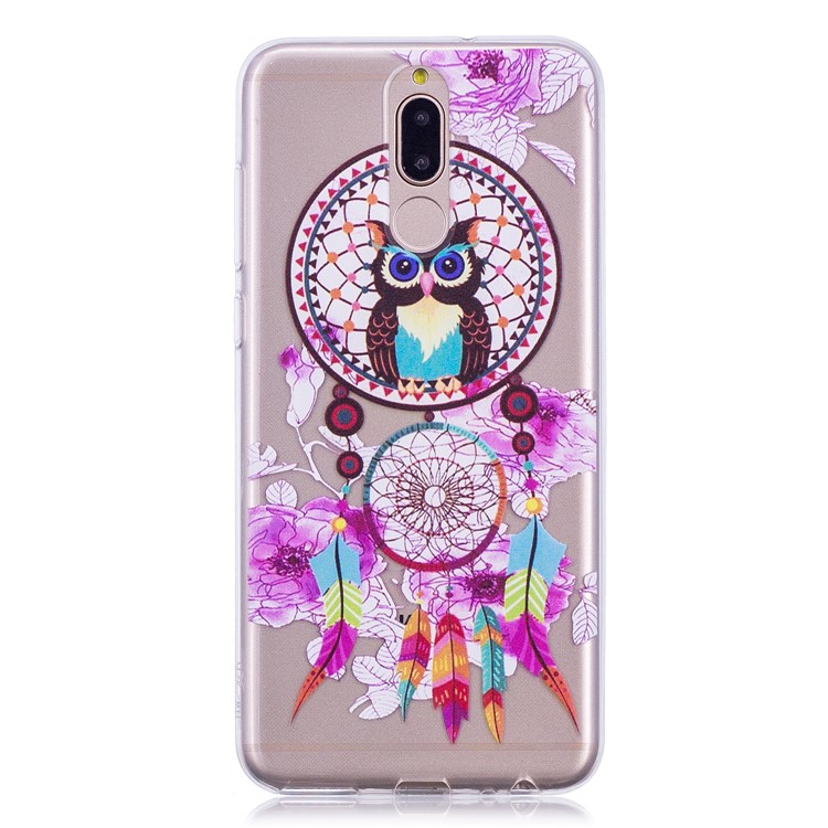 Embossment Patterned Soft TPU Shell Case for Huawei Mate 10 Lite / Maimang 6 / nova 2i / Honor 9i (India) - Owl on Dream Catcher-2