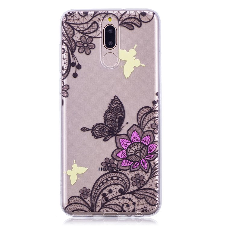 Embossment Patterned Soft TPU Shell for Huawei Mate 10 Lite / Maimang 6 / nova 2i / Honor 9i (India) - Flower and Butterfly-2