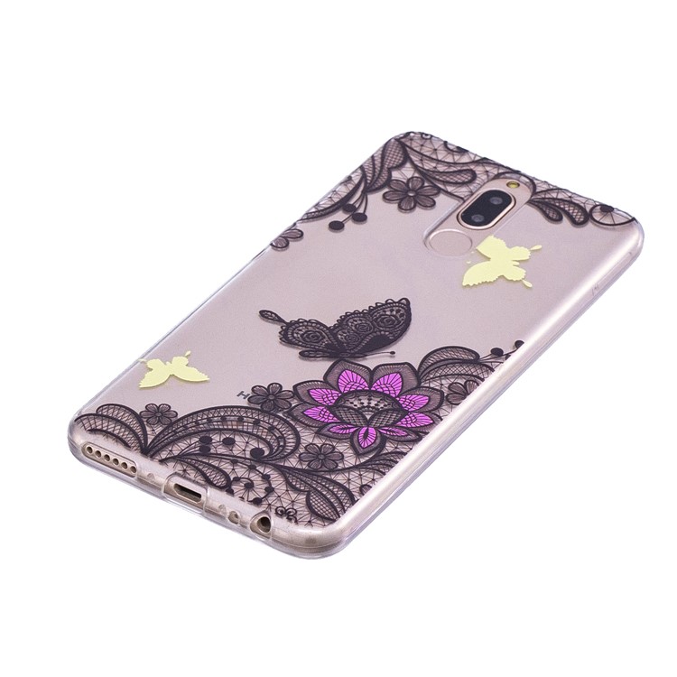 Embossment Patterned Soft TPU Shell for Huawei Mate 10 Lite / Maimang 6 / nova 2i / Honor 9i (India) - Flower and Butterfly-3