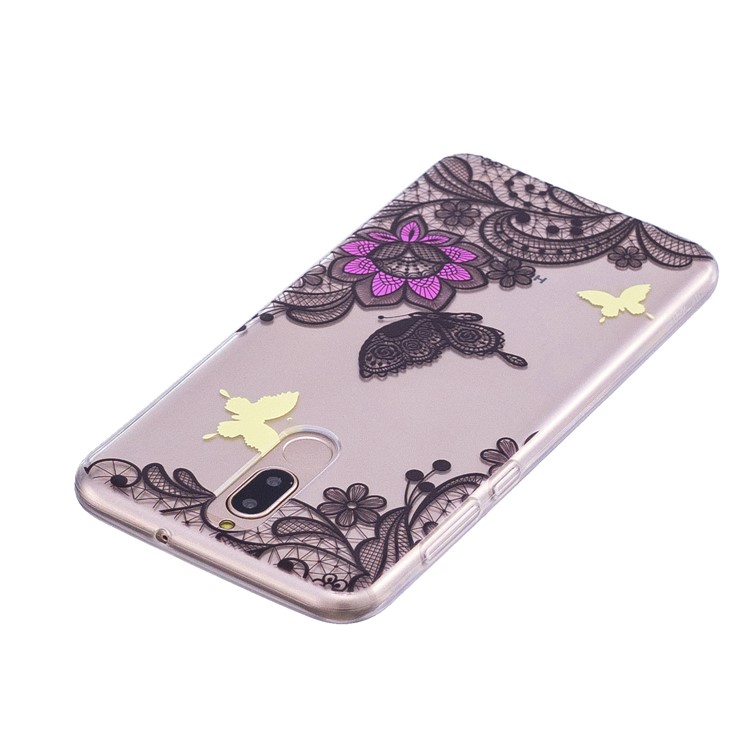 Embossment Patterned Soft TPU Shell for Huawei Mate 10 Lite / Maimang 6 / nova 2i / Honor 9i (India) - Flower and Butterfly-4