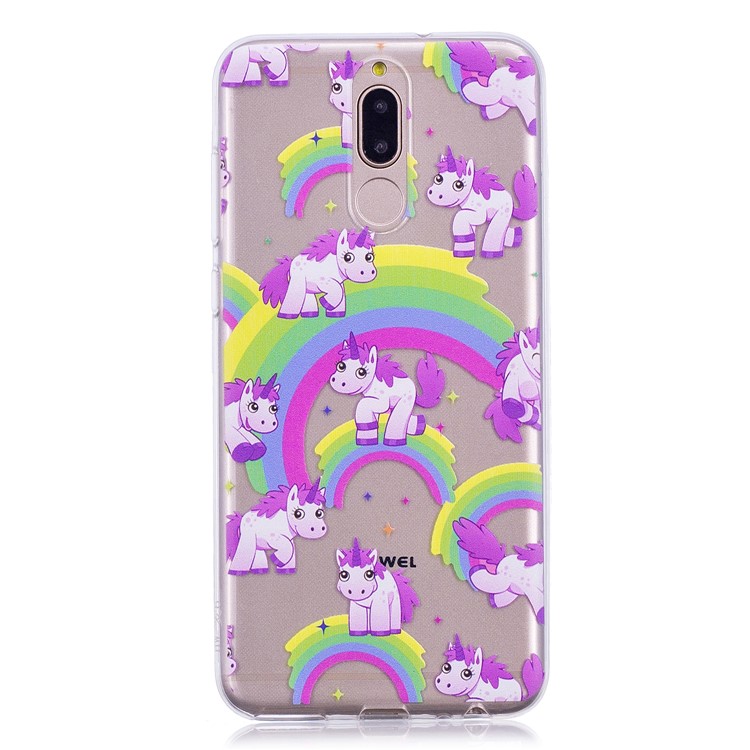 Embossment Patterned Soft TPU Case Cover for Huawei Mate 10 Lite / Maimang 6 / nova 2i / Honor 9i (India) - Unicorns and Rainbow-2