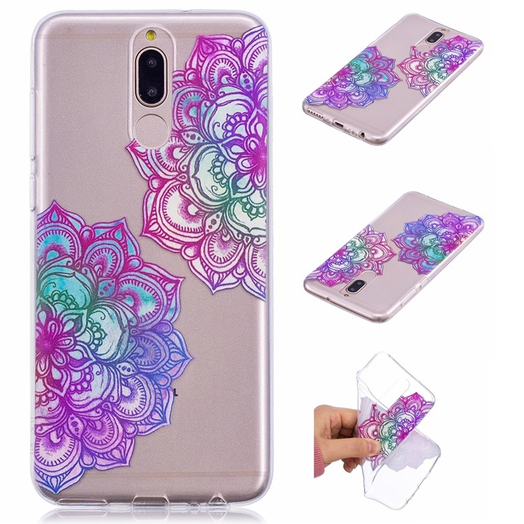 Embossment Patterned Soft TPU Shell Cover for Huawei Mate 10 Lite / Maimang 6 / nova 2i / Honor 9i (India) - Colorful Lotus-1
