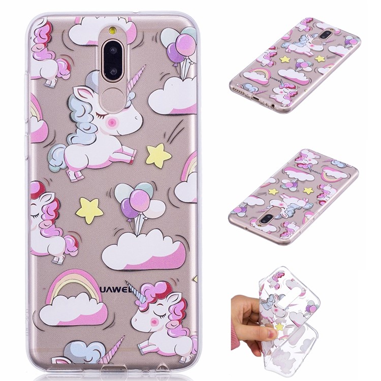 Embossment Patterned Soft TPU Protection Case for Huawei Mate 10 Lite / Maimang 6 / nova 2i / Honor 9i (India) - Shy Unicorns-1