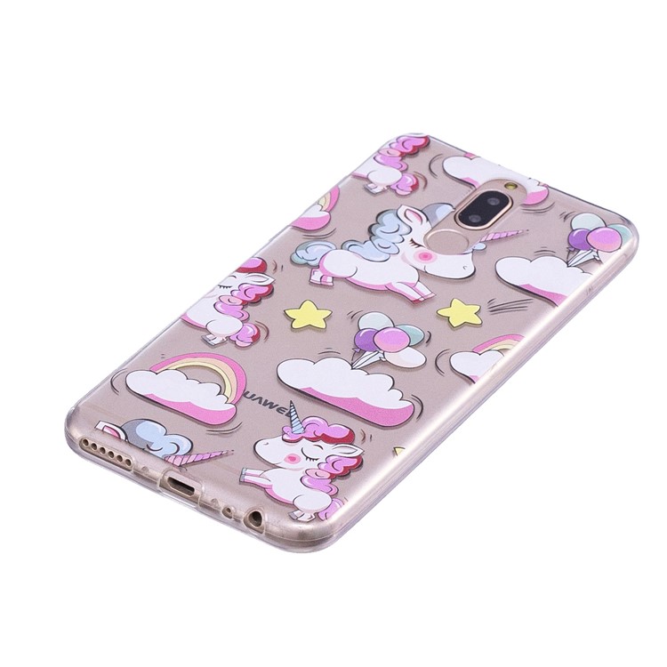 Embossment Patterned Soft TPU Protection Case for Huawei Mate 10 Lite / Maimang 6 / nova 2i / Honor 9i (India) - Shy Unicorns-3