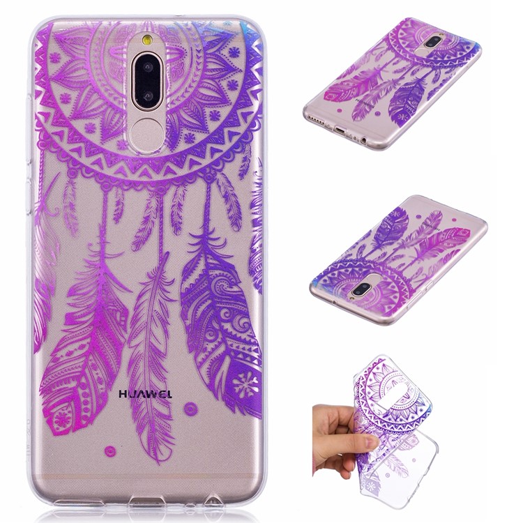 Embossment Patterned Soft TPU Cover Phone Shell for Huawei Mate 10 Lite / Maimang 6 / nova 2i / Honor 9i (India) - Feather Dream Catcher-1