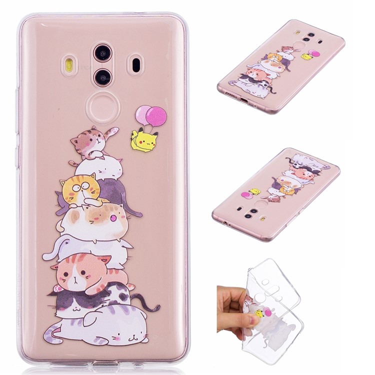 Embossment Patterned Flexible TPU Case for Huawei Mate 10 Pro - Cats-1