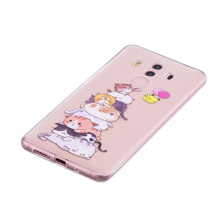 Embossment Patterned Flexible TPU Case for Huawei Mate 10 Pro - Cats-3