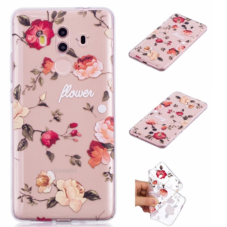 Embossing Patterned Soft TPU Back Phone Cover for Huawei Mate 10 Pro - Flowers-1