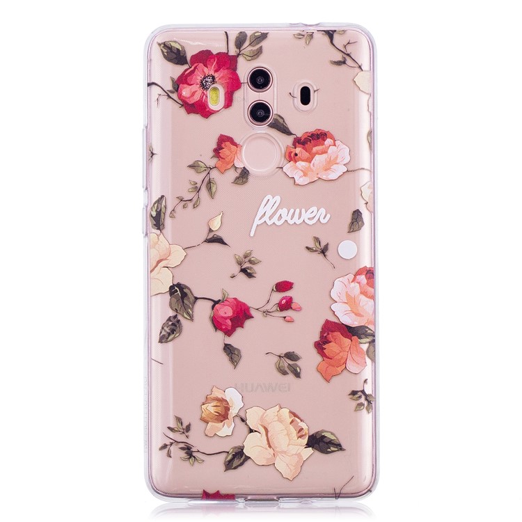 Embossing Patterned Soft TPU Back Phone Cover for Huawei Mate 10 Pro - Flowers-2