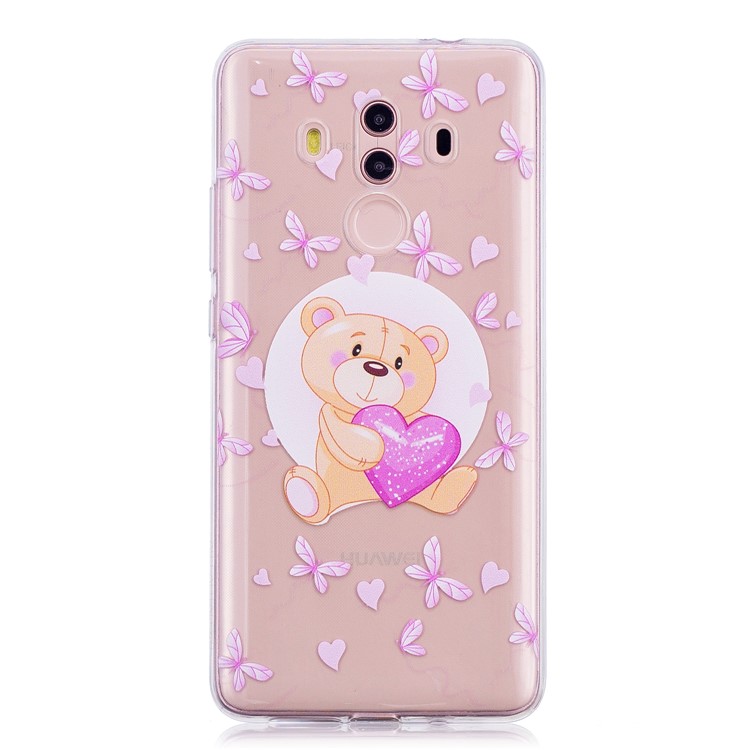Embossing Patterned Soft TPU Back Phone Shell for Huawei Mate 10 Pro - Bear and Heart-2