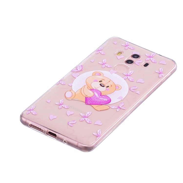 Embossing Patterned Soft TPU Back Phone Shell for Huawei Mate 10 Pro - Bear and Heart-3