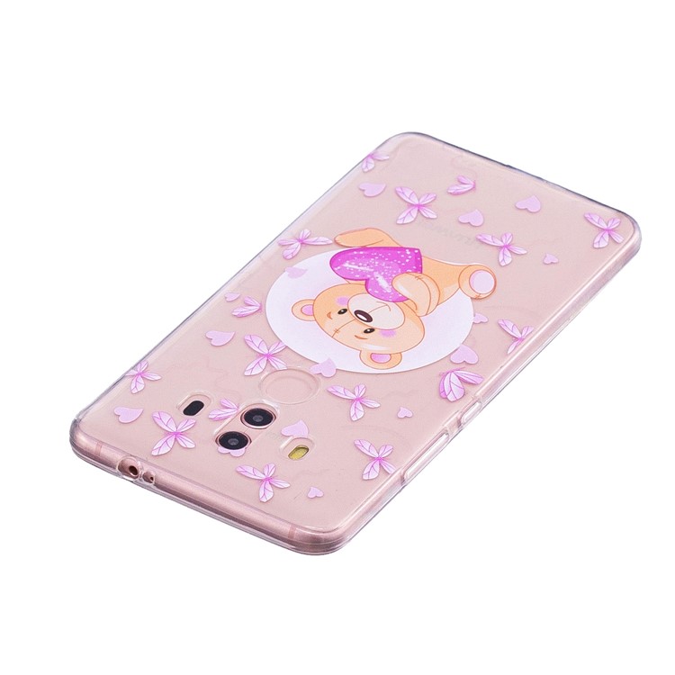 Embossing Patterned Soft TPU Back Phone Shell for Huawei Mate 10 Pro - Bear and Heart-4