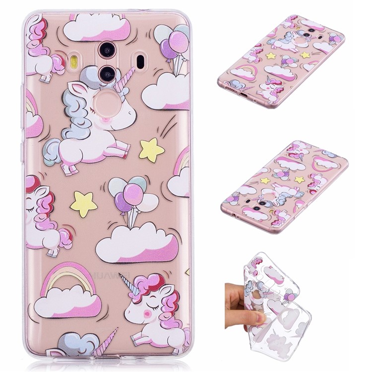 Embossment Patterned Soft TPU Protective Mobile Casing for Huawei Mate 10 Pro - Shy Unicorns-1