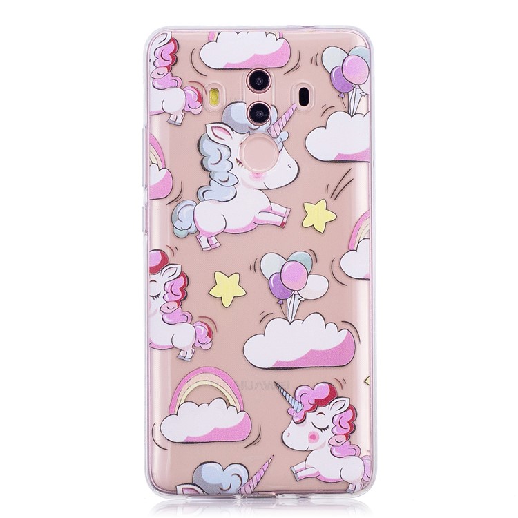 Embossment Patterned Soft TPU Protective Mobile Casing for Huawei Mate 10 Pro - Shy Unicorns-2
