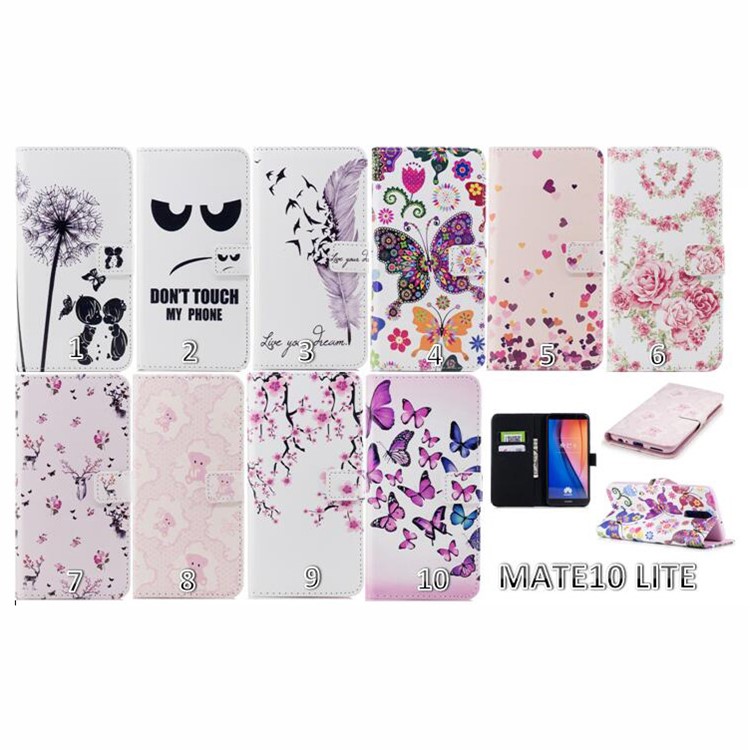 Embossed Pattern PU Leather Wallet Stand Phone Case for Huawei Mate 10 Lite / nova 2i / Maimang 6 / Honor 9i (India) - Dandelions and Lovers-7