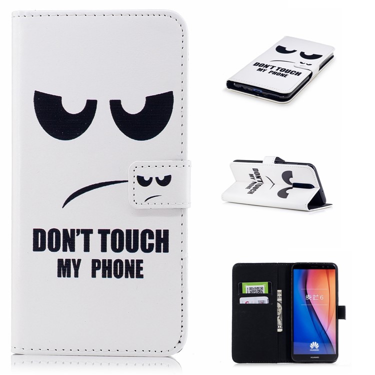 Embossed Pattern PU Leather Wallet Cover for Huawei Mate 10 Lite / nova 2i / Maimang 6 / Honor 9i (India) - Don't Touch My Phone-1