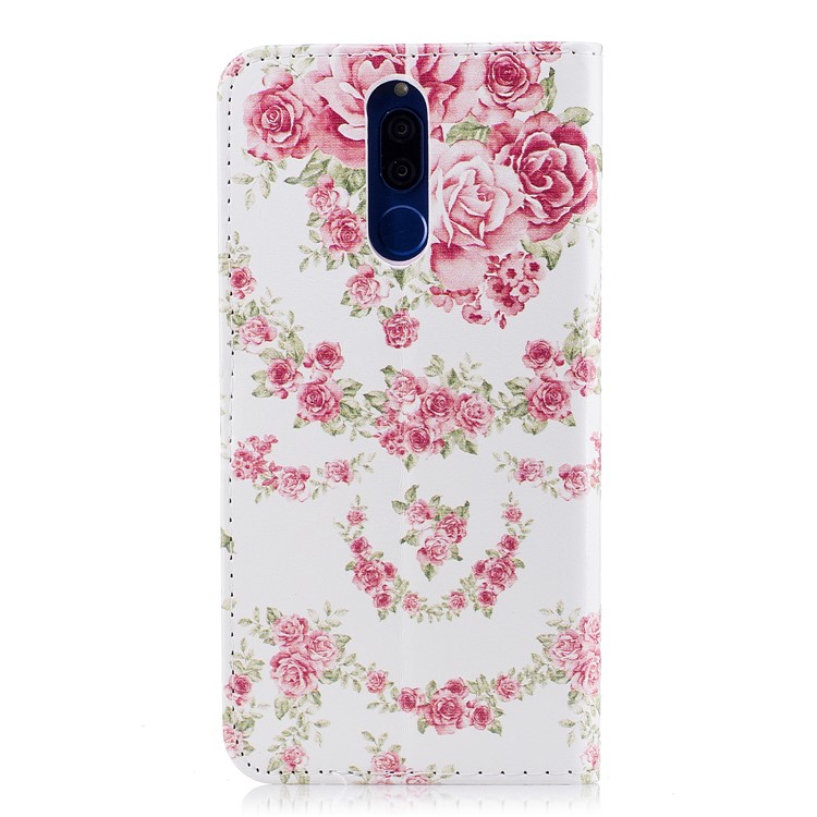 Embossed Pattern Stand Leather Wallet Mobile Case for Huawei Mate 10 Lite / nova 2i / Maimang 6 / Honor 9i (India) - Blooming Peonies-3