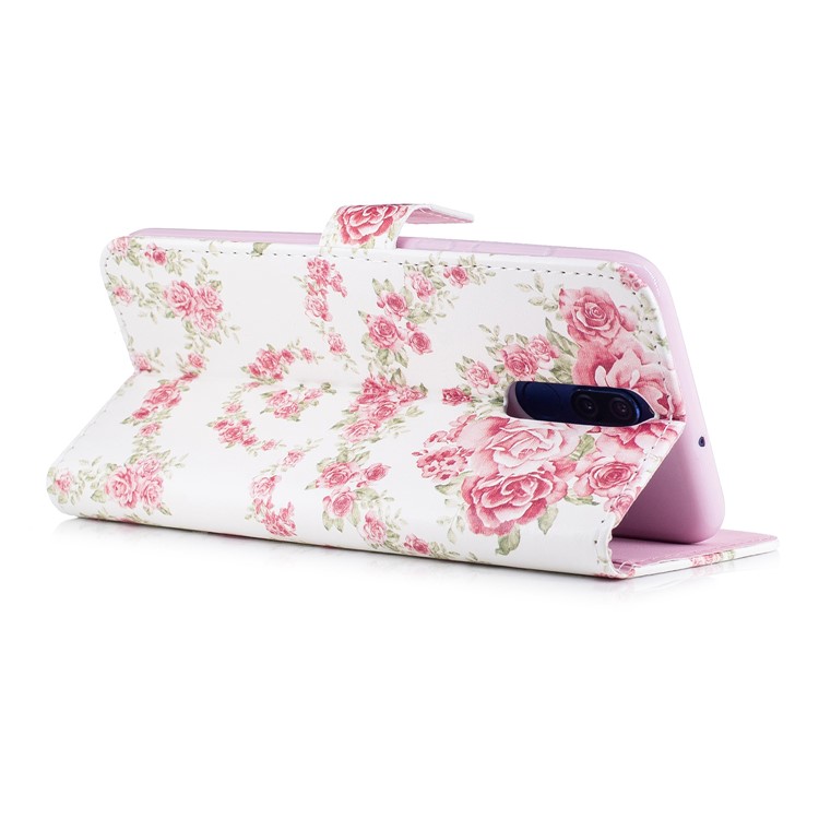 Embossed Pattern Stand Leather Wallet Mobile Case for Huawei Mate 10 Lite / nova 2i / Maimang 6 / Honor 9i (India) - Blooming Peonies-4