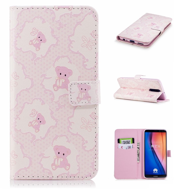 Embossed Pattern Stand Leather Wallet Mobile Cover for Huawei Mate 10 Lite / nova 2i / Maimang 6 / Honor 9i (India) - Bears-1