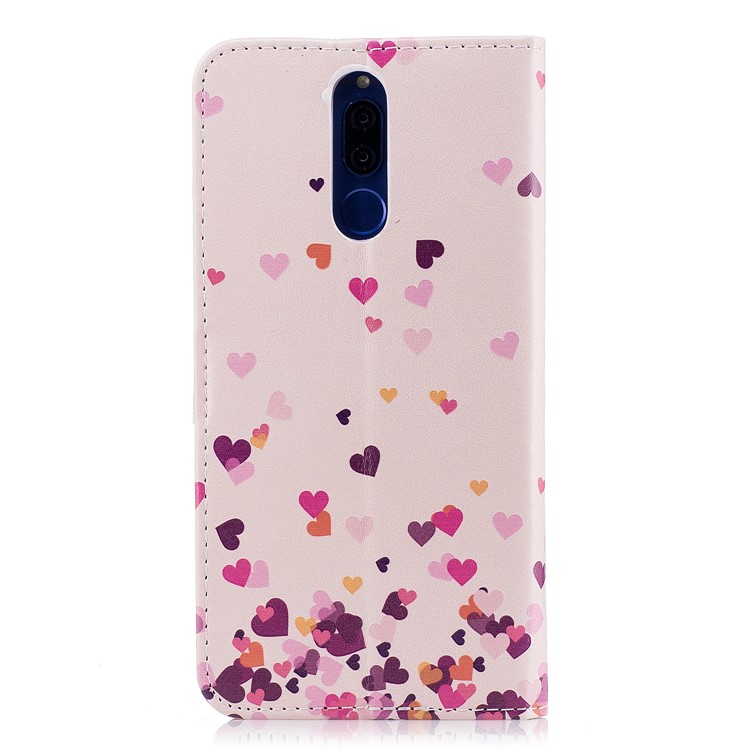 Embossment Pattern Stand Wallet Leather Cover for Huawei Mate 10 Lite / nova 2i / Maimang 6 / Honor 9i (India) - Flying Hearts-4