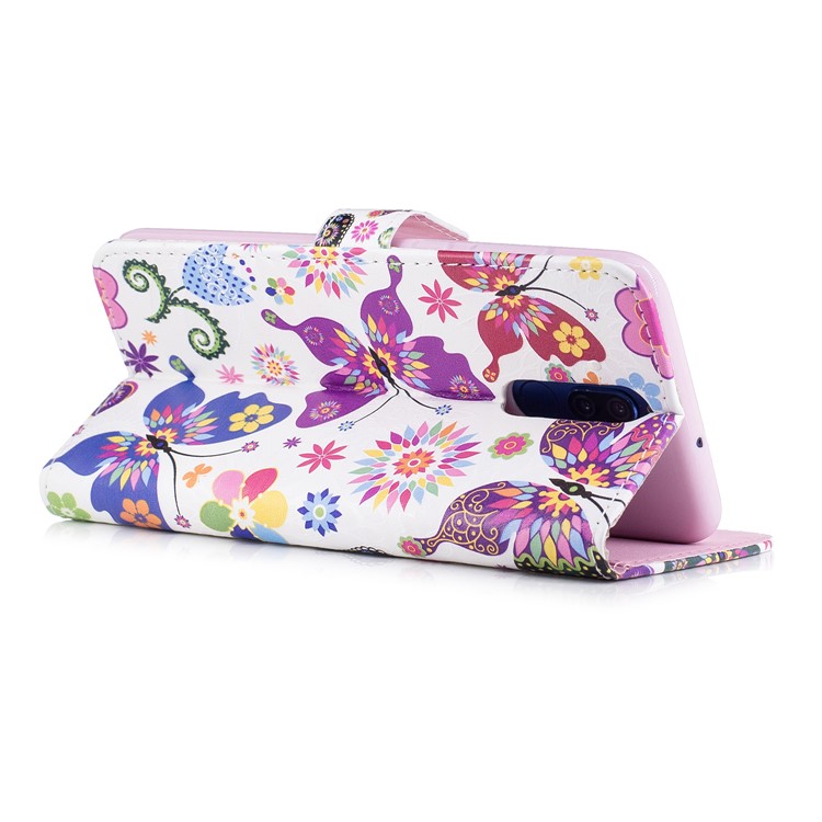 Embossed Pattern PU Leather Wallet Phone Casing with Stand for Huawei Mate 10 Lite / nova 2i / Maimang 6 / Honor 9i (India) - Pretty Butterflies and Flowers-5