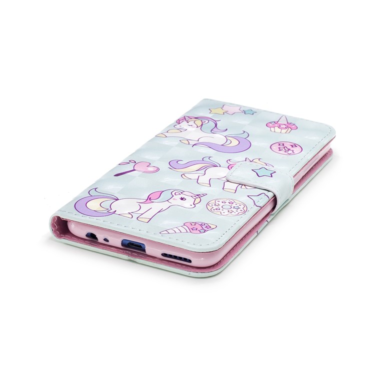 Pattern Printing Leather Wallet Cover for Huawei Mate 10 Lite / Maimang 6 / nova 2i / Honor 9i (India) - Unicorn-5