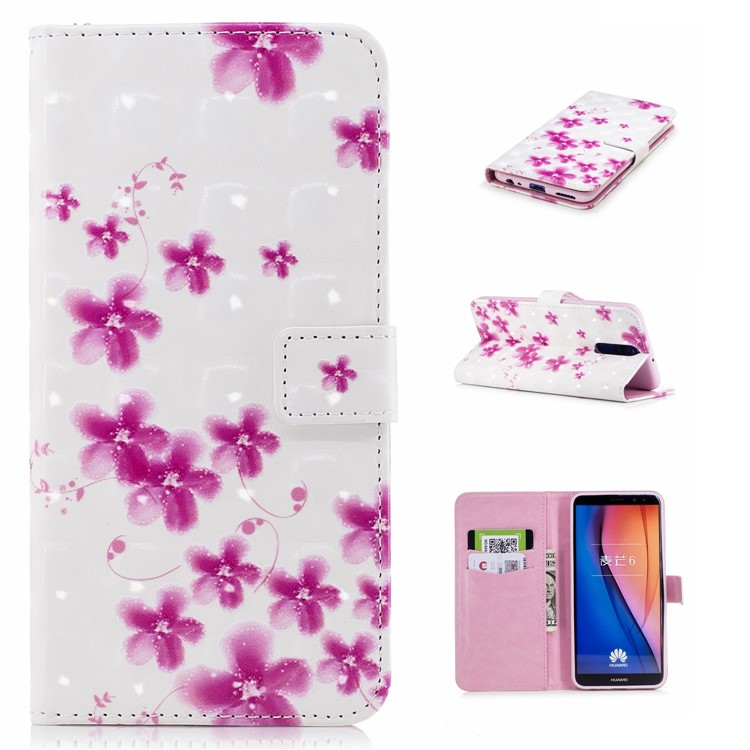 Pattern Printing Leather Wallet Case Phone Shell for Huawei Mate 10 Lite / Maimang 6 / nova 2i / Honor 9i (India) - Vivid Flowers-1