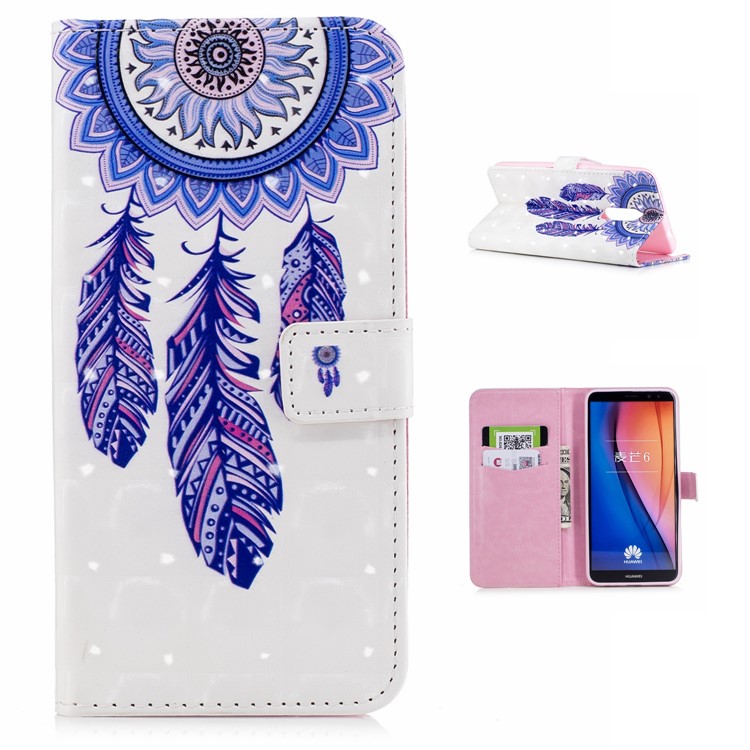 Padrão De Impressão Carteira Estojo De Couro Para Huawei Mate 10 Lite / Maimang 6 / nova 2i / Honra 9i (india) - Apanhador De Sonhos-1