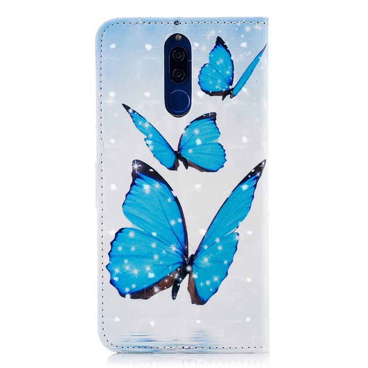 Pattern Printing Wallet Leather Stand Cover for Huawei Mate 10 Lite / Maimang 6 / nova 2i / Honor 9i (India) - Blue Butterflies-3