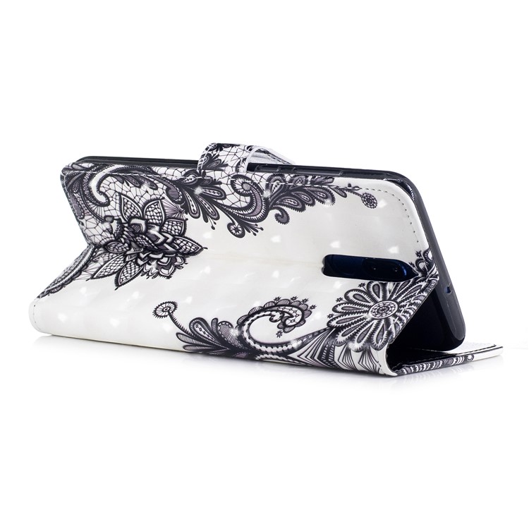 Pattern Printing Leather Wallet Cover Shell for Huawei Mate 10 Lite / Maimang 6 / nova 2i / Honor 9i (India) - Black Flowers-4
