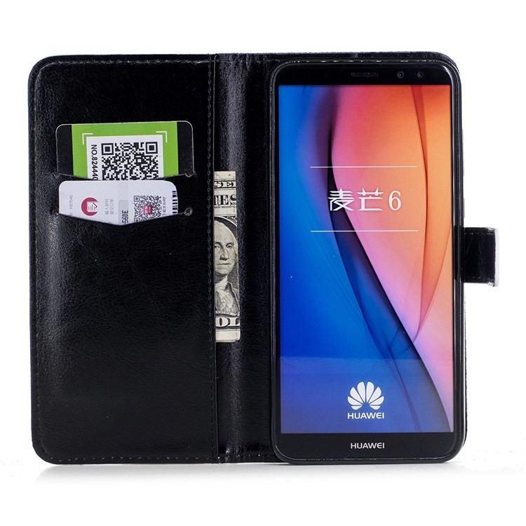 Pattern Printing Leather Wallet Cover Shell for Huawei Mate 10 Lite / Maimang 6 / nova 2i / Honor 9i (India) - Black Flowers-6