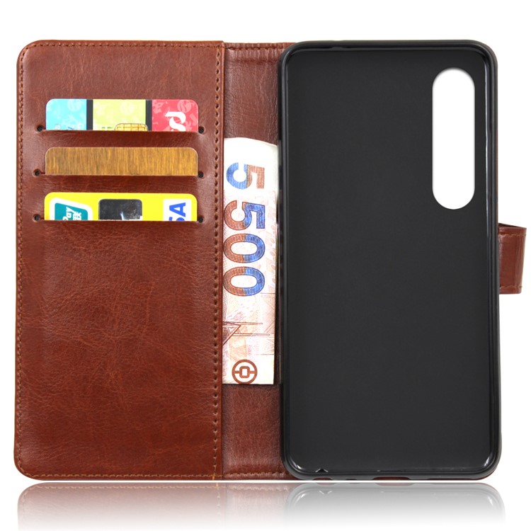BOGVED Crazy Horse Wallet Leather Flip Stand Cell Phone Cover for Huawei P20 - Brown-2