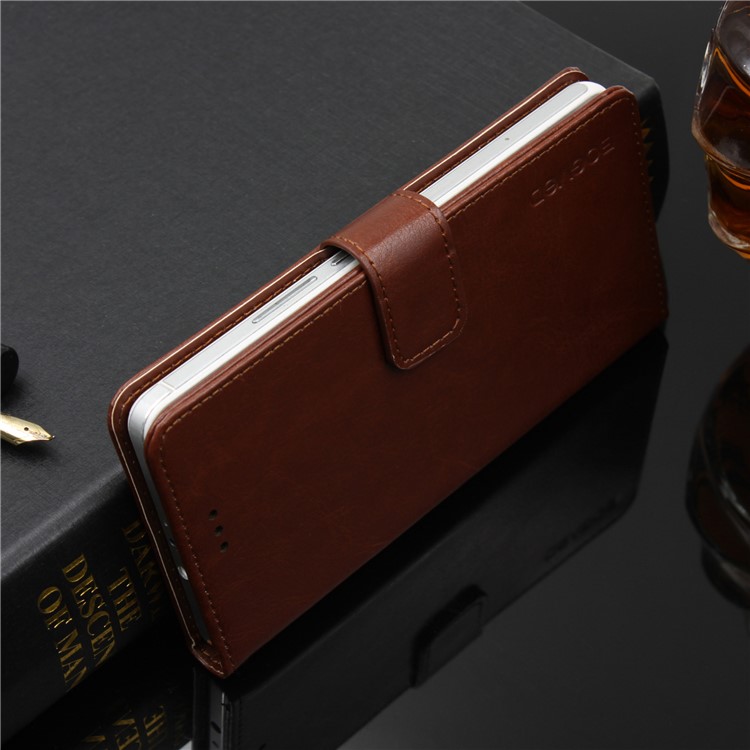 BOGVED Crazy Horse Wallet Leather Flip Stand Cell Phone Cover for Huawei P20 - Brown-4
