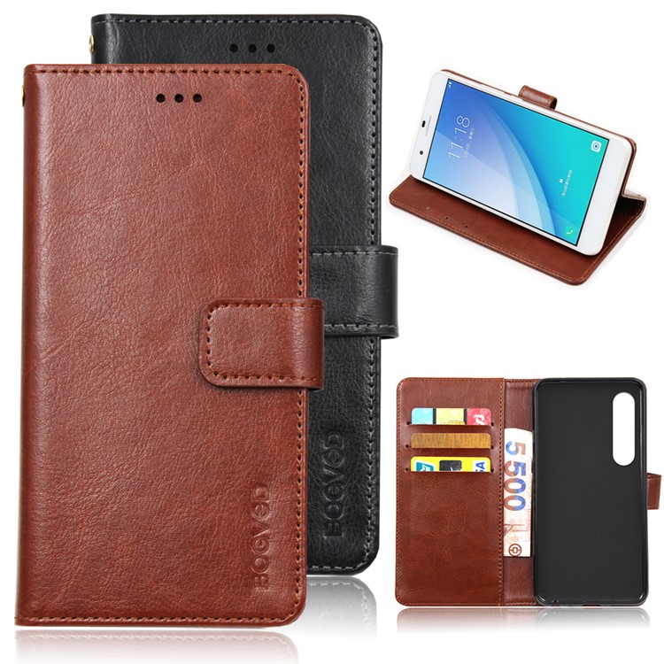 BOGVED Crazy Horse Wallet Leather Flip Stand Cell Phone Cover for Huawei P20 - Brown-5